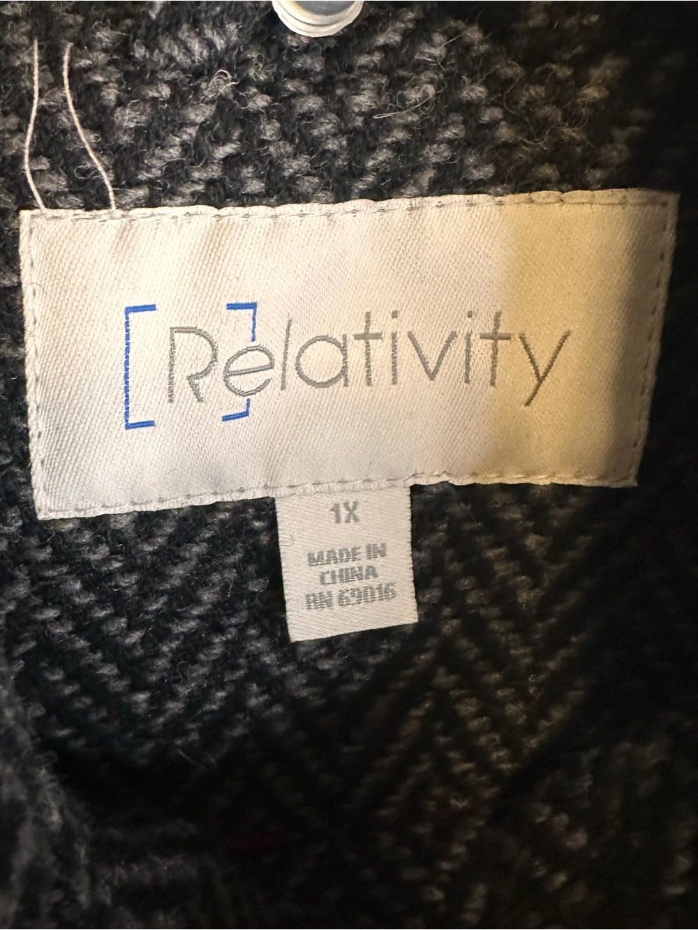 Relativity Black/Charcoal Herringbone Double Breasted Coat - Picture 3 of 7
